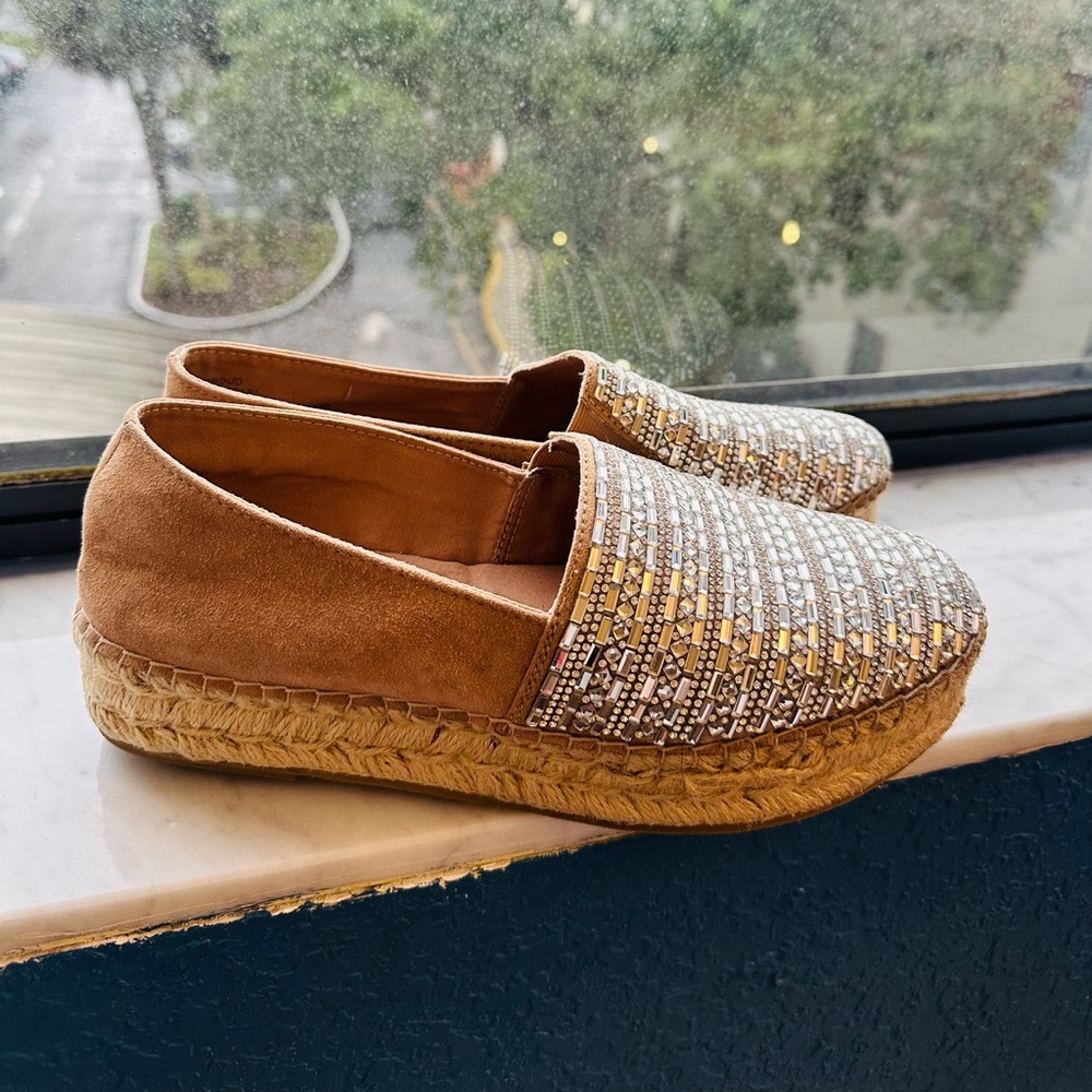 Steve Madden Women's Proud Rhinestones  Fabric Espadrilles Slip On Size 9.5